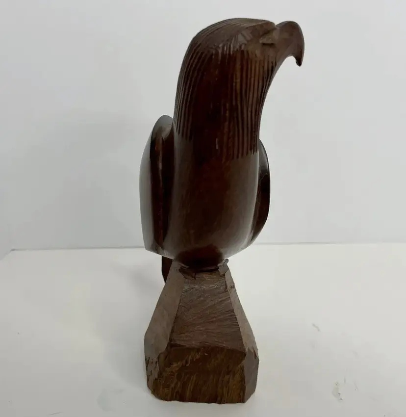 Vintage Hand Carved Iron Wood Wooden Perched Eagle Red Rock Canyon 7” Patriotic