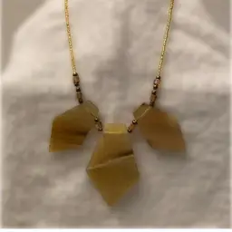 Vintage Amber Marbled Lucite and Glass Beaded Necklace