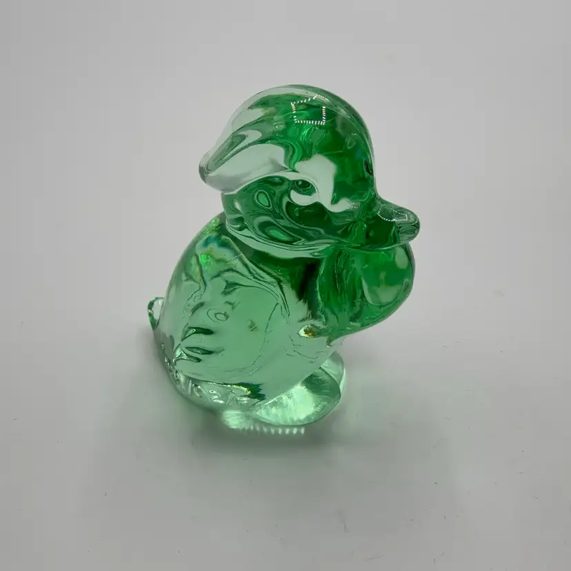 Fenton Green Glass Duck Pressed By Heizey For Longaberger