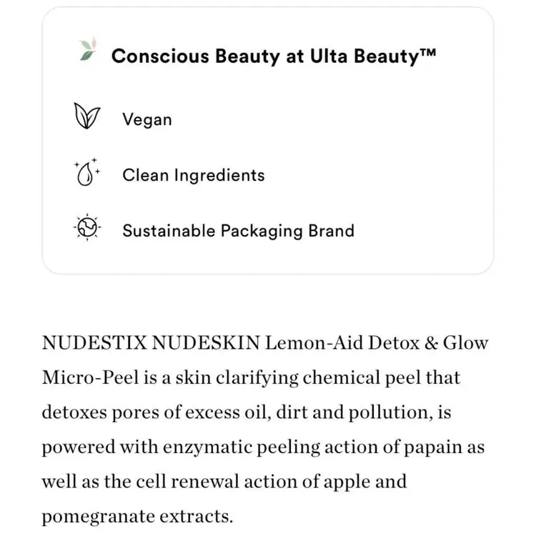 NUDESTIX NUDESKIN Lemon-Aid Detox & Glow Micro-Peel 60 mL / 2.03 Fl Oz New