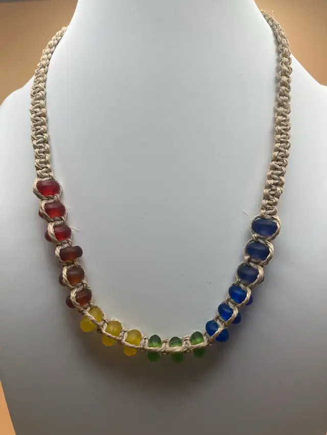 Glass Rainbow Hemp Necklace