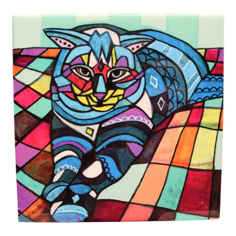 Pop Art 4 1/4βx4 1/4β Ceramic Tile Stylized Cat