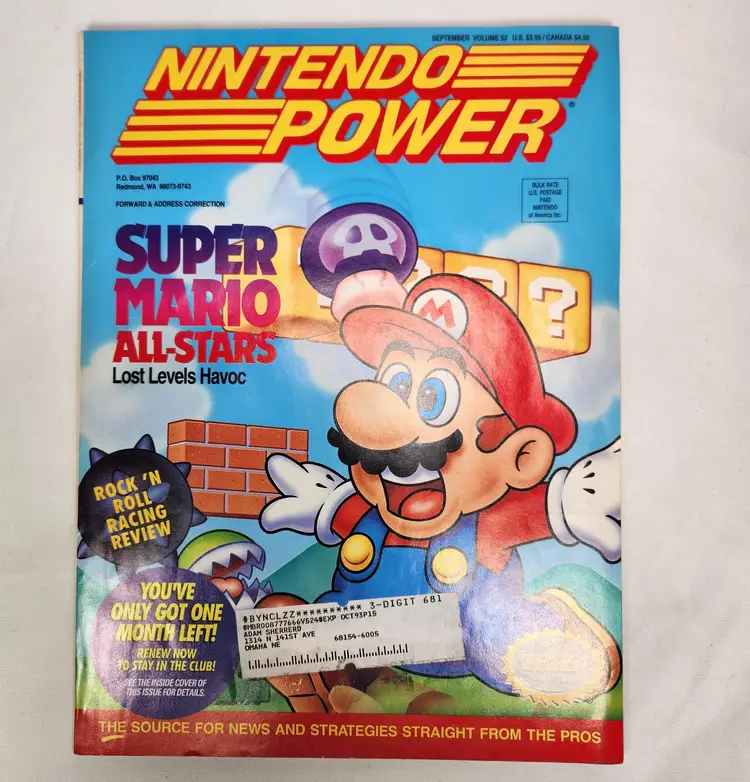 Nintendo Power Magazine Vol 52 1993 - Super Mario All-Stars / Mortal Kombat Poster
