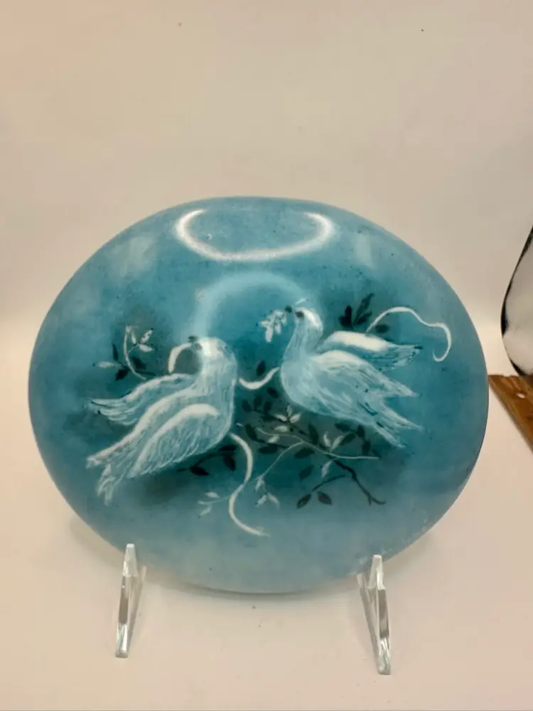 VTG Gerold Porzellan Porcelain West Germany Bavaria Pillow Vase Wall Pocket Doves SIGNED