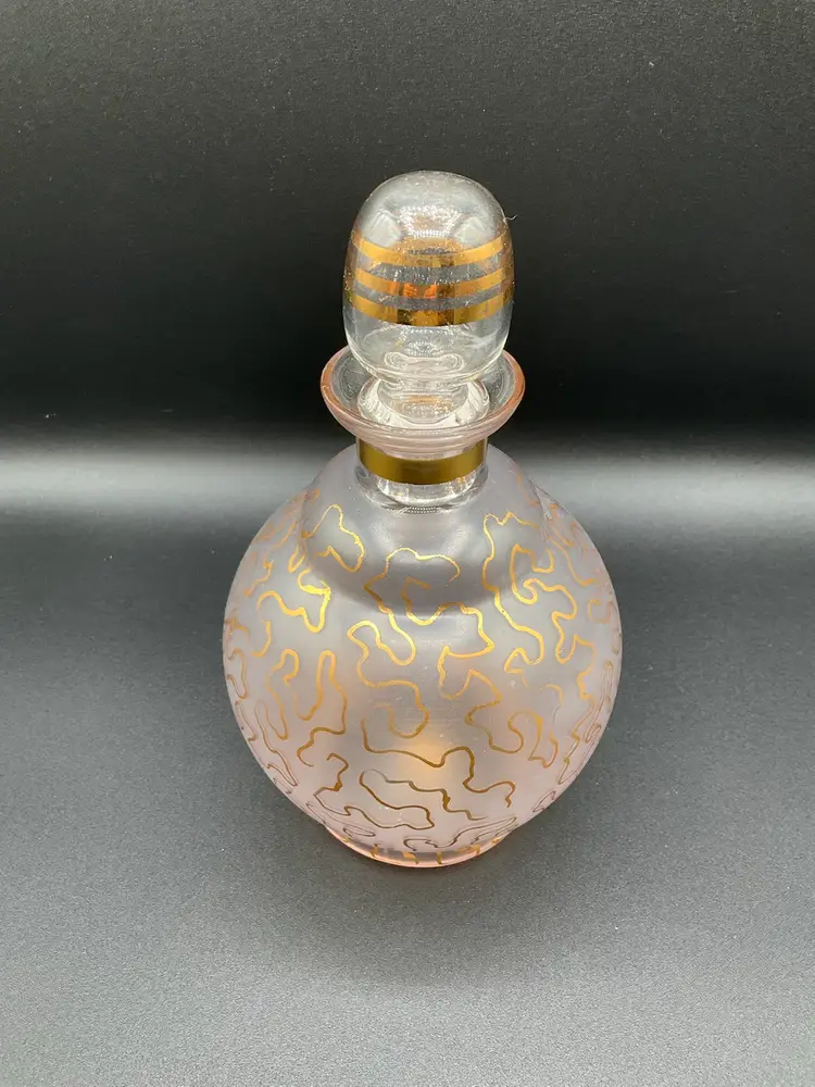 Frosted Italian Decanter With Gold Accents
