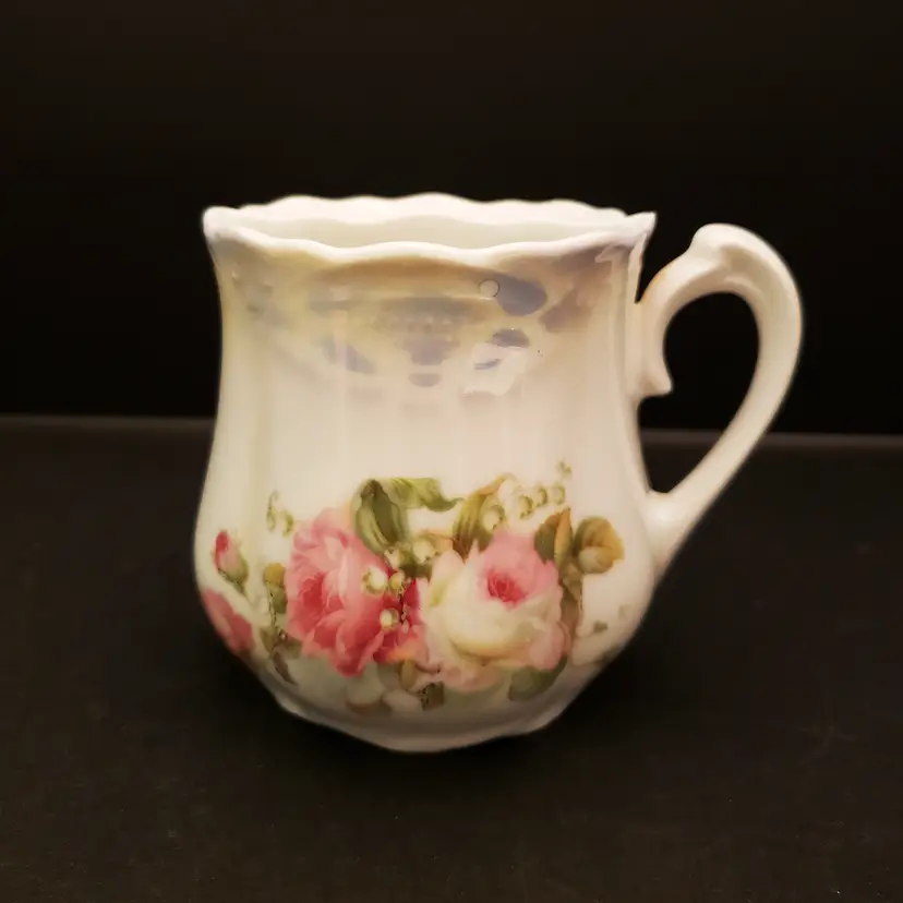 Mustache Shaving Mug Germany Porcelain Rose Floral Design Vintage