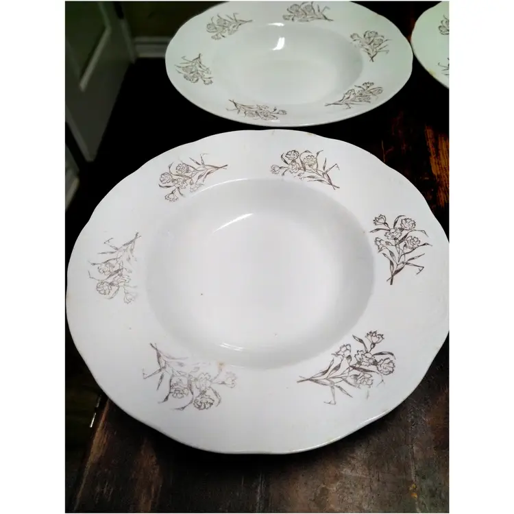 Antique 1830s Sevres France Bowls Set Of 6 Fleur De Lis 7"