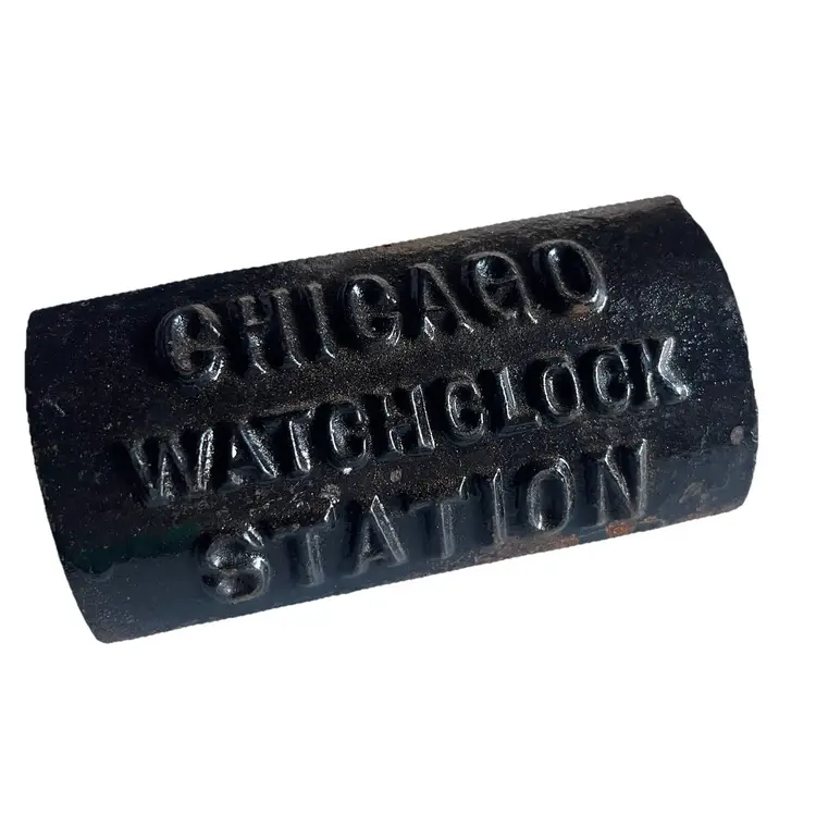 Antique CHICAGO Watchmans Watchclock Key Station Cast Iron Black Security Guard