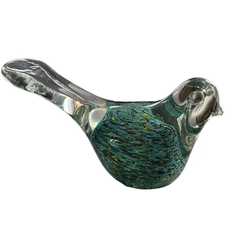 Art Glass Blue Yellow Bird