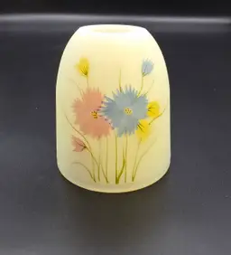 Fenton Dianthus on Custard Satin Fairy Light Hand Painted by Lisa G. **TOP ONLY**