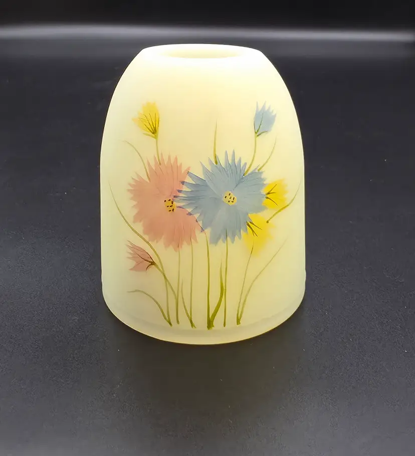 Fenton Dianthus on Custard Satin Fairy Light Hand Painted by Lisa G. **TOP ONLY**