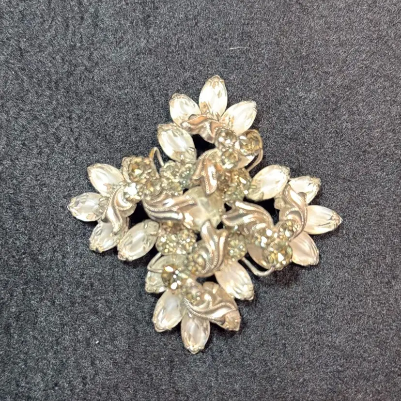Julianna D&E Frosted Navette Square Brooch
