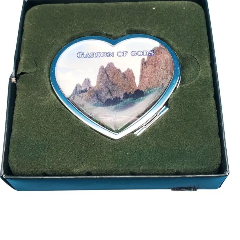 Vintage Old Stock In Box Garden Of The Gods Souvenir Mirror
