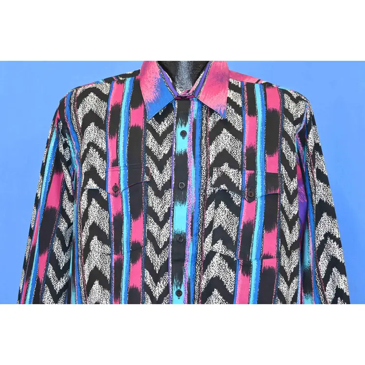 Plainsman Western Aztec Vintage Button Down Shirt Large