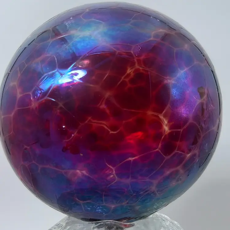 Blown Glass Iridescent Signed Orb 4.5”