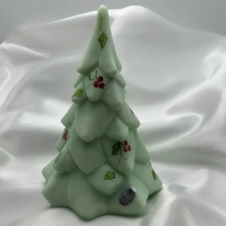 Fenton Sea Mist Hand Painted Christmas Tree