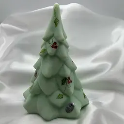 Fenton Sea Mist Hand Painted Christmas Tree