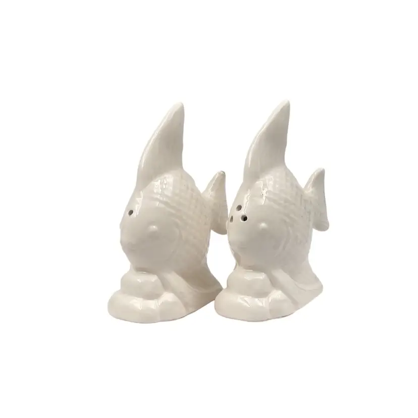 Salt & Pepper Set White Clown Fish Ceramic