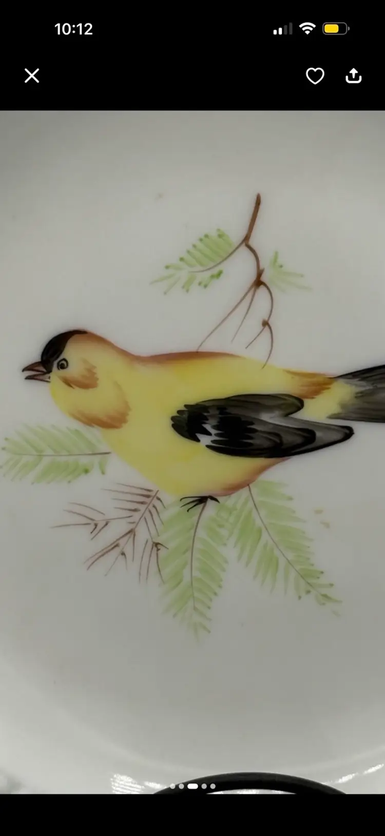 Vintage Westmoreland Milk Glass Beaded Edge Plate - Hand-Painted Goldfinch 7"