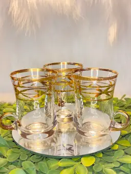Set of 3 Irish Coffee/Espresso Gold Trimmed Glasses