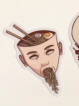 Ramen Head Clear Border Vinyl Sticker