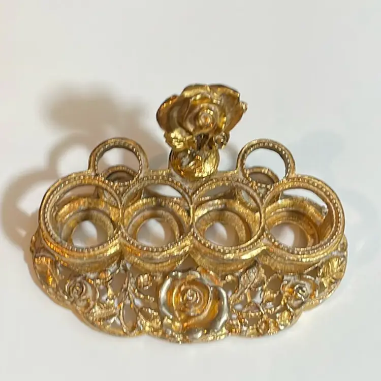 Gold Tone Ormolu Rose Lipstick Holder - Stylebuilt - Hollywood Regency
