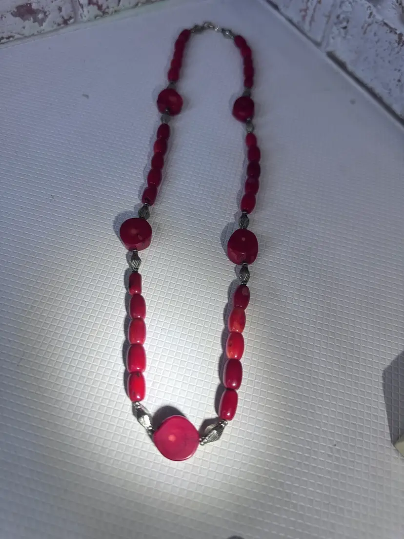 Red Coral Necklace 11”