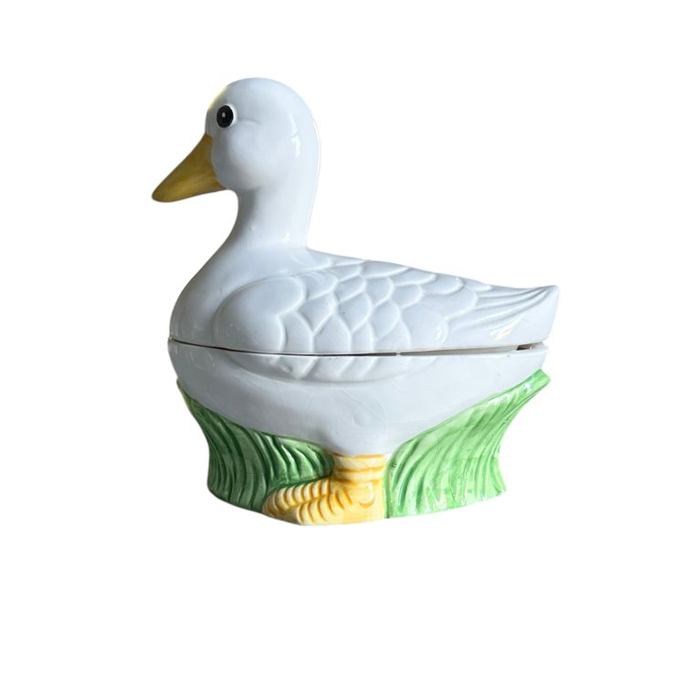 White Ceramic Goose or Duck Cookie Jar or Candy Jar