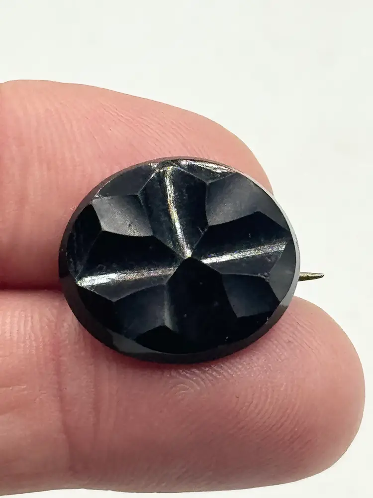 Antique Victorian black jet carved cross mourning pin