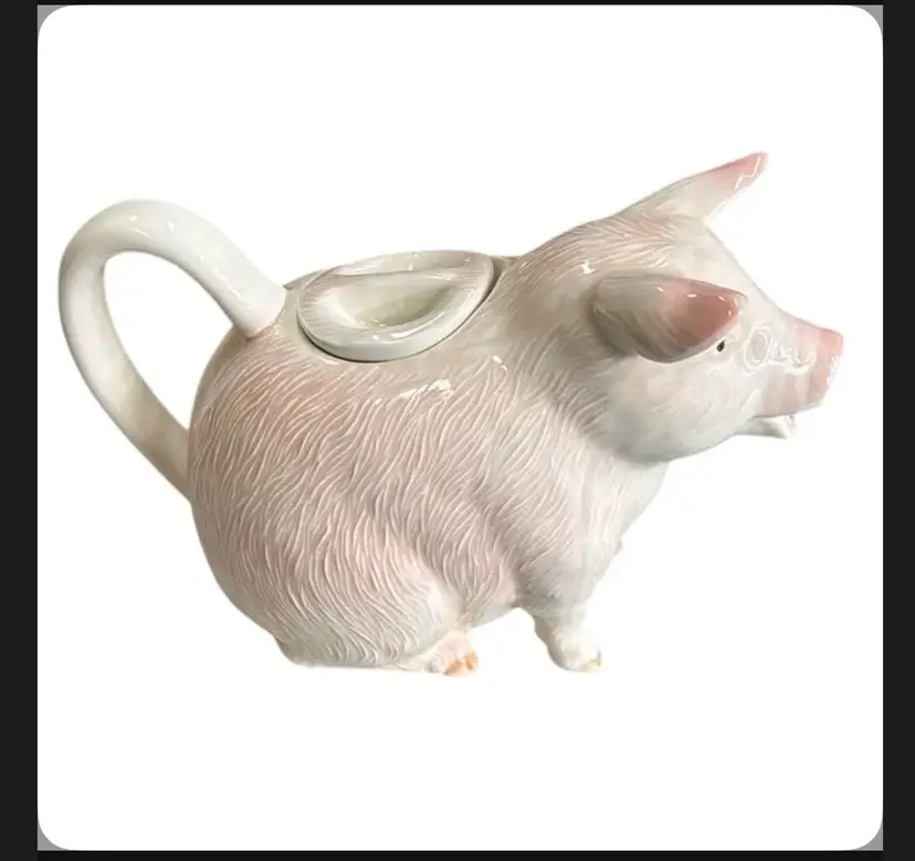 CERAMIC 1983 OTAGIRI TEA POT PIG HAND PAINTED JAPAN