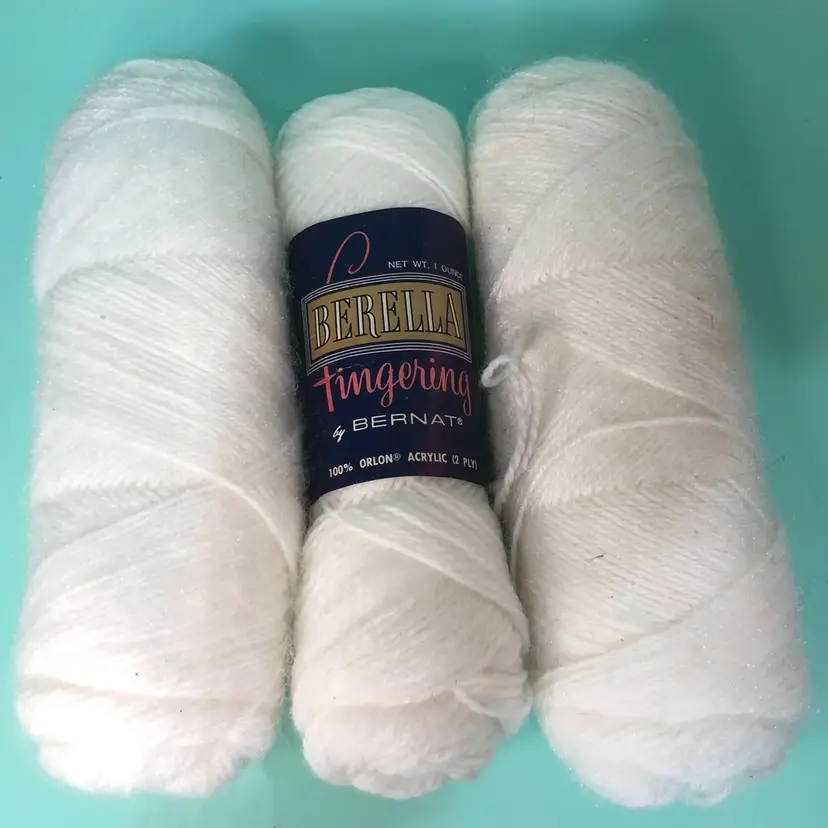 Vintage Berella Tingering Acrylic Yarn White Craft Supplies