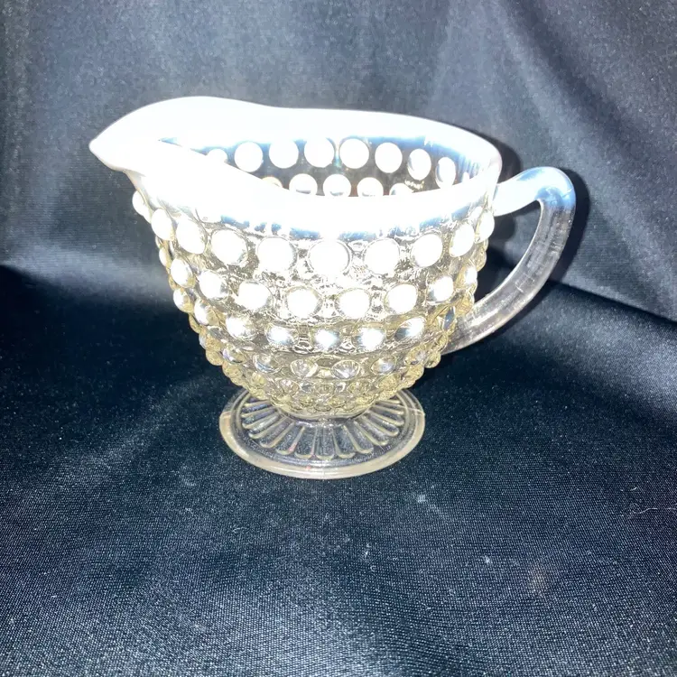 Vintage Fenton Moonstone Opalescent White Hobnail Creamer No Chips Or Cracks