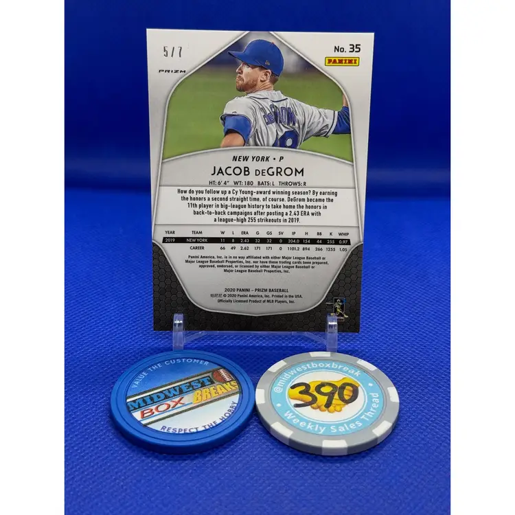 Jacob deGrom - Panini Prizm 2020 - New York Mets - Purple Shimmer /7