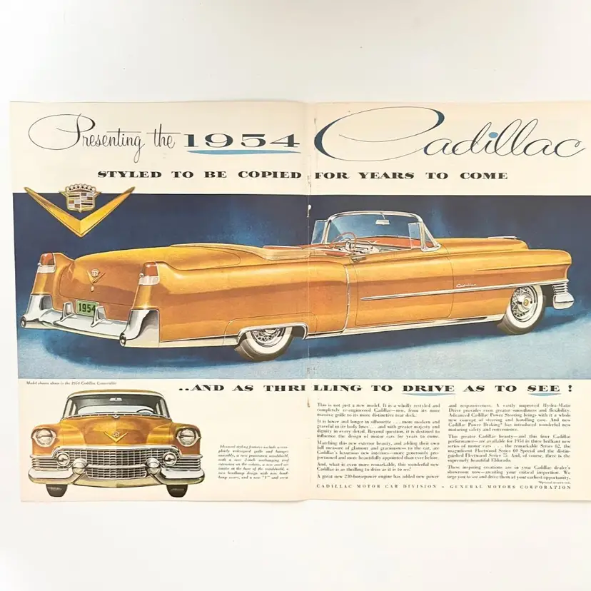 1954 Cadillac Series 62, Fleetwood Series 60, 75, Sixty Special, El Dorado Print Ad Vintage 1950s
