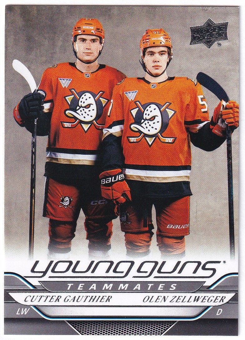 2024-25 Upper Deck #498 Olen Zellweger/Cutter Gauthier YG Anaheim