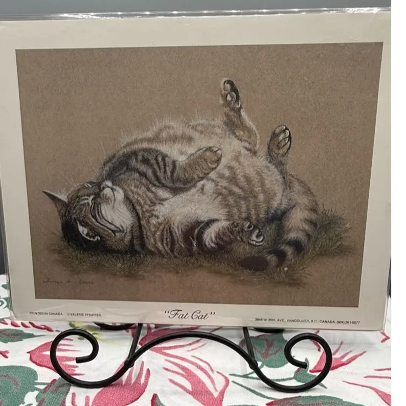Valerie Pfeiffer "Fat Cat" Vintage Art Print 9 1/4"x 7"