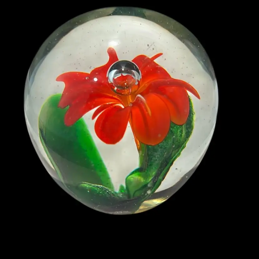 Beautiful Orange Flower With A Controlled Bubble Paper Weight