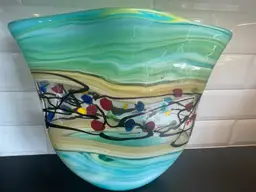 Murano Confetti Vase Mid-Century Green EXTRA LARGE 15”