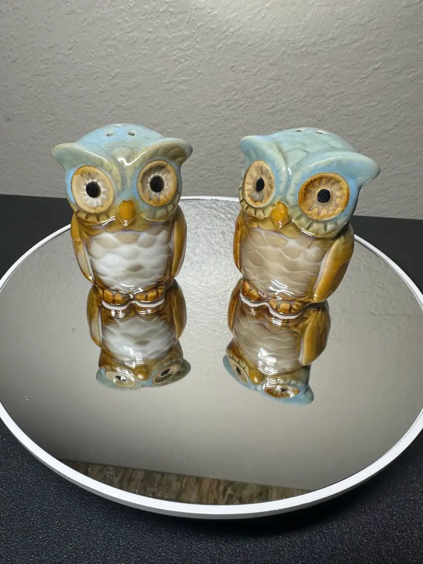 Pottery Owl Salt And Pepper Shakers
