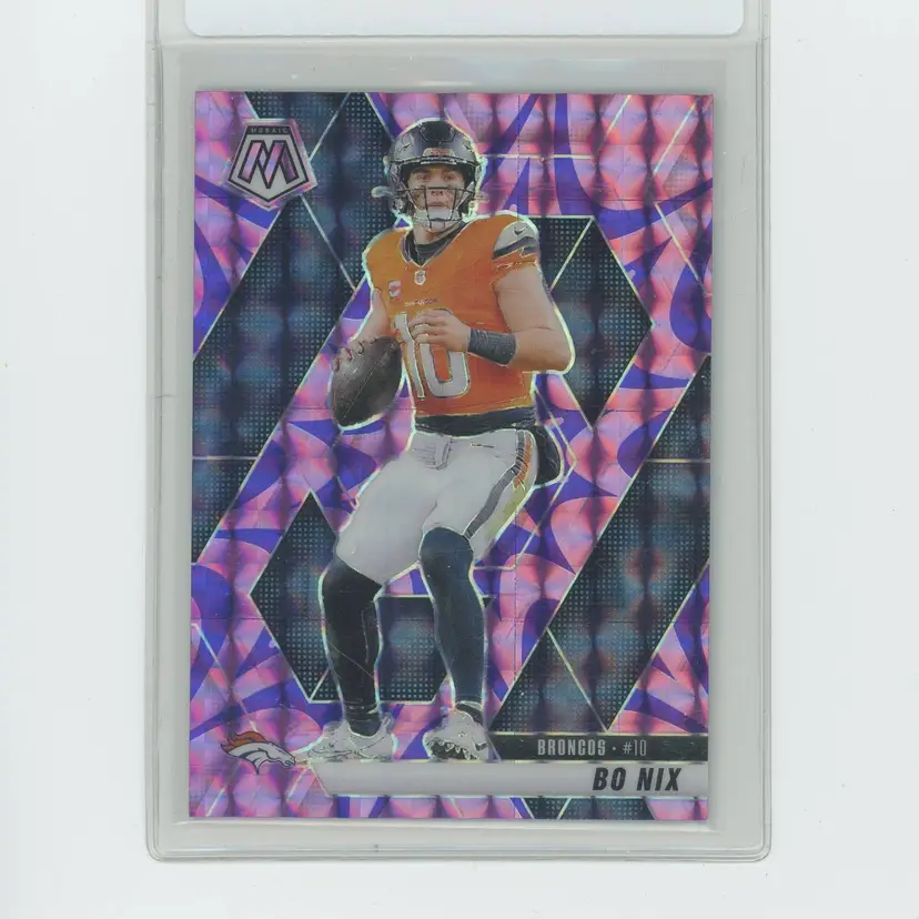 Football 2025 Panini Mosaic Prizm Reactive Purple Bo Nix #173 Denver Broncos