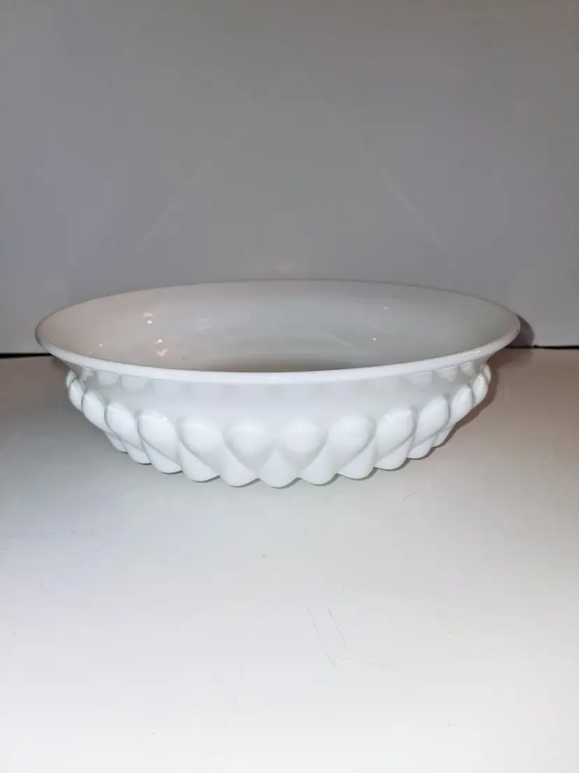 VERY RARE, Vintage 9" Teardrop Milk Glass Round Bowl by Fenton!!