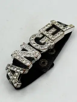 Rhinestone angel snap bracelet