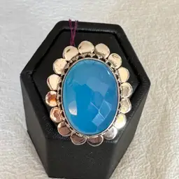 Sterling Silver Faceted Chalcedony Stone Grams 13.5, Size 9