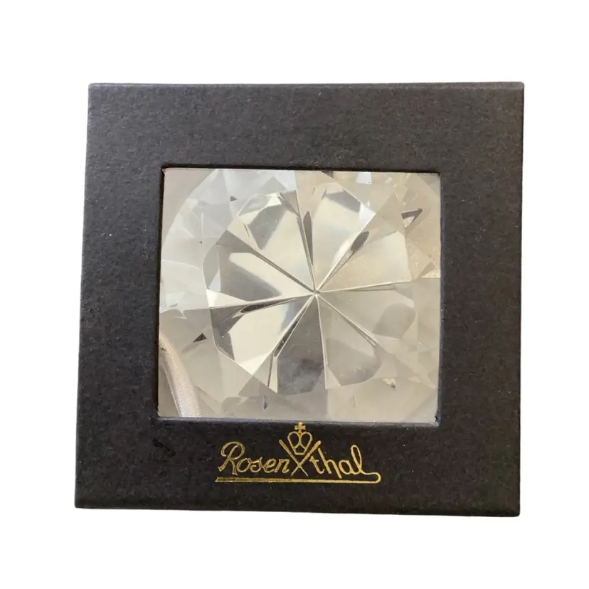 Vintage Rosenthal Crystal Diamond Paperweight Boxed