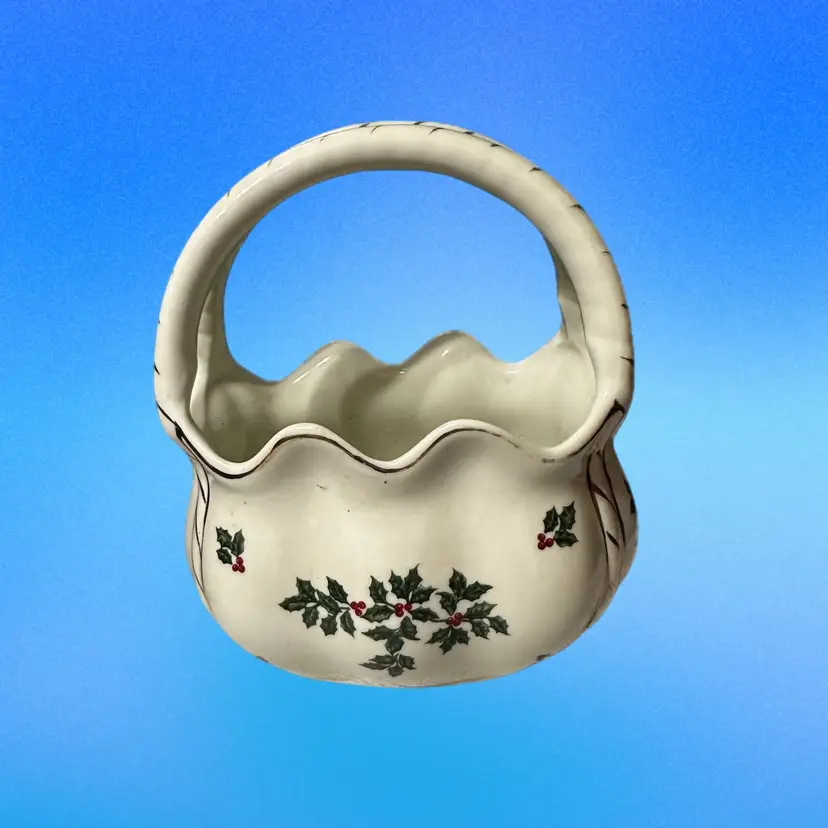 Formalities by Baum Bros. Holly Berry Porcelain Basket