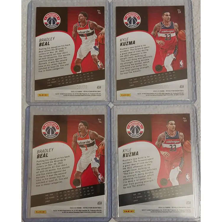 2022-23 Panini Revolution NBA Asia Parallel Wizards Lot X4 Short Print + #d /75