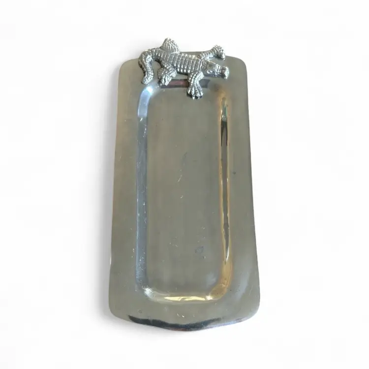 Metal Silver Alligator Serving Tray Plate