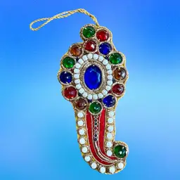 Paisley Jewel Toned Beaded Wall Ornament, South Asia India