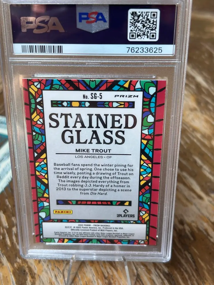 2022 Prizm Baseball Stained Glass Blue Velocity Mike Trout PSA 9