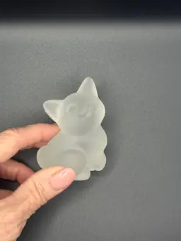 Small Frosted Lead Crystal Cat Figurine / Paperweight 2”